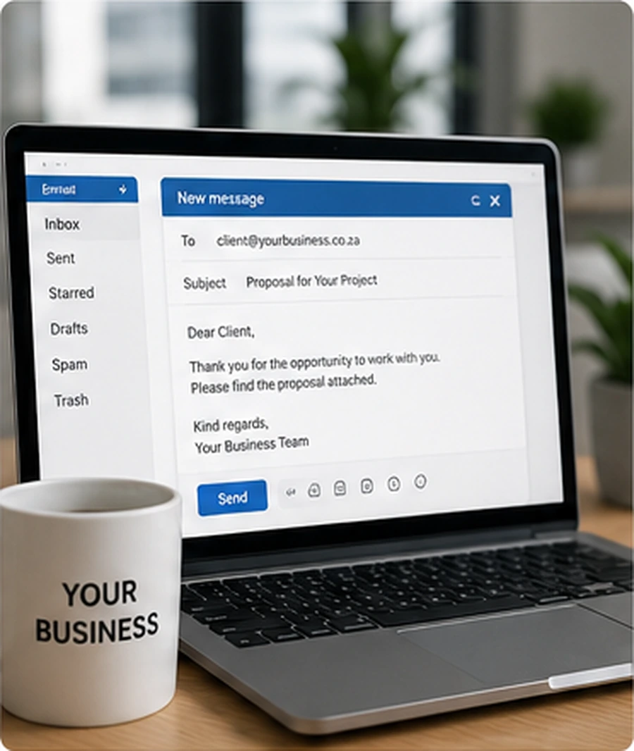 Professional business email communication on a laptop