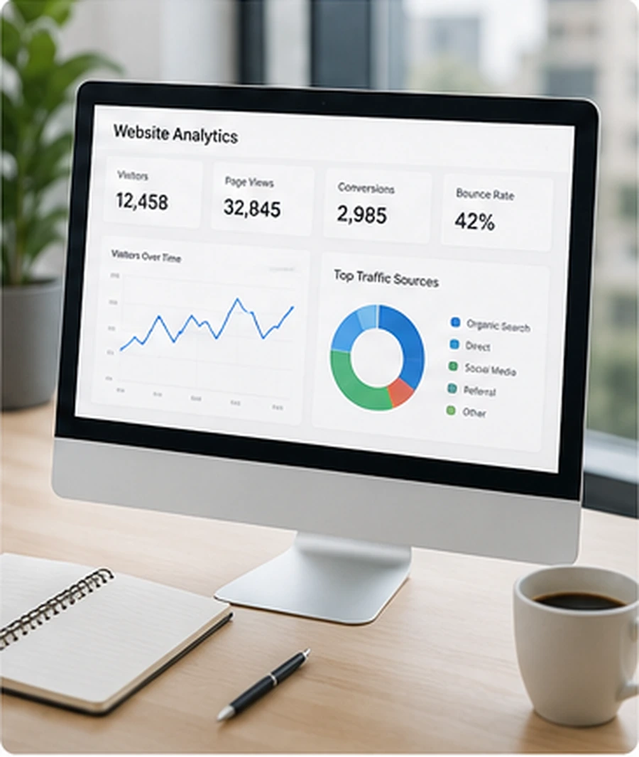 Small business improving online presence through a website and search visibility